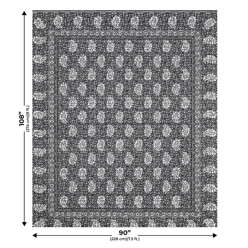 Grey Buta Dabu Print Jaipuri Double Bedsheet